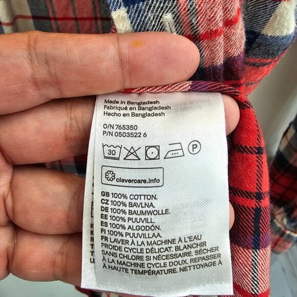 Men's Red/Blue plaid long sleeve button down, XS, Label of Graded Goods by H&M - Picture 6 of 9